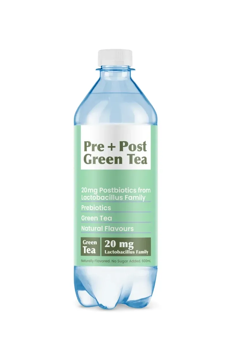 Fermented green tea and Lactobacillus postbiotics meet Akvilė mineral water in a lightly sparkling, tea-led blend.